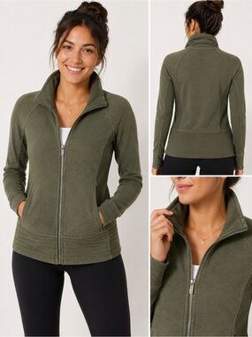 Lululemon Scuba Funnel Neck Full Zip Jacket Olive Green Women’s Size 8